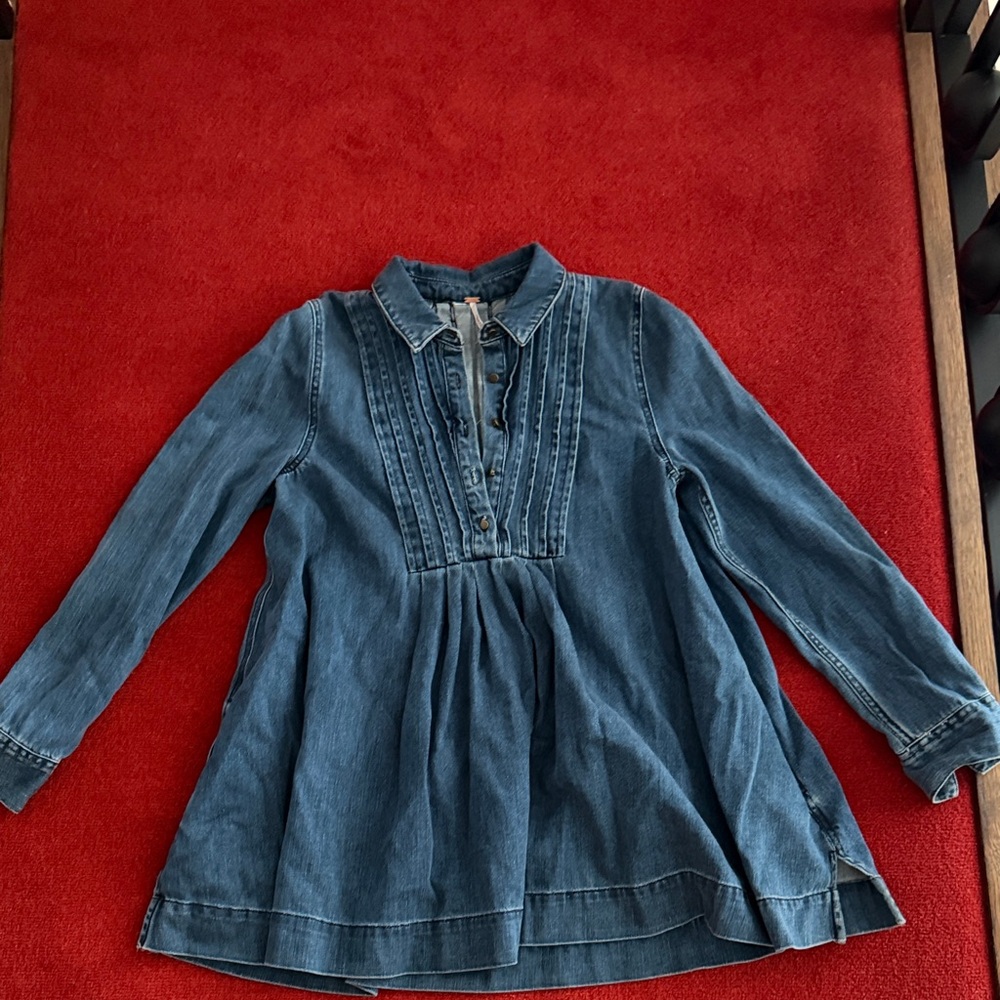 Free people Denim Long Sleeve Tunic Top/mini dress
